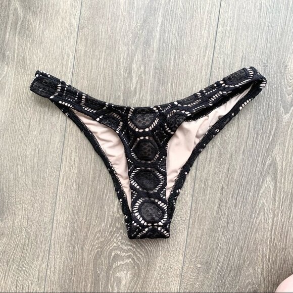 Risk Nostalgia Women’s Bikini Bottoms Cheeky Thong Nude Black Size XS - Picture 5 of 11